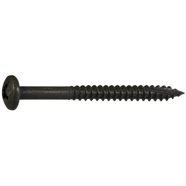 Buildright Wood Screw, #6, 1-1/2 in, Black Phosphate Steel Pan Head Phillips Drive, 100 PK 07952